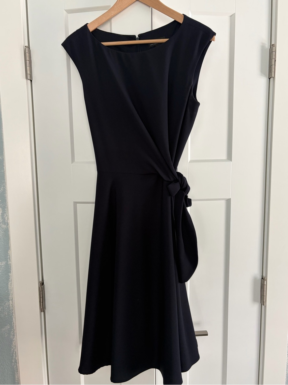 Tahari Classic Navy Blue Tie-Waist Sleeveless Dress